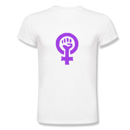 Polera Feminista Blanca con Logo Feminismo (8M) Día de la Mujer