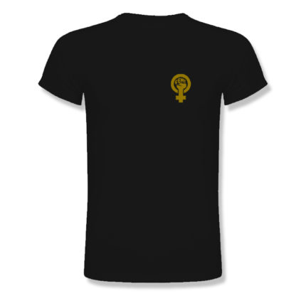 Polera Feminista Logo FEMI Tamaño Logo Negra con Dorado