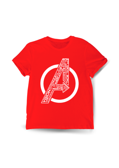 Polera Nombres de Avengers Roja